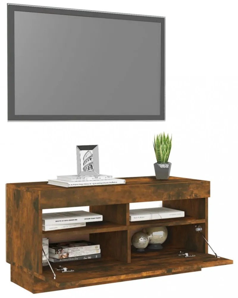 füstös tölgy színű TV-szekrény LED-világítással 80 x 35 x 40 cm