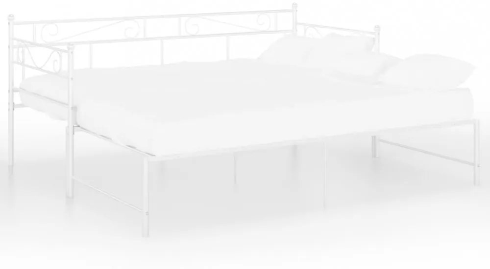 fehér fém kihúzható kanapéágy-keret 90 x 200 cm
