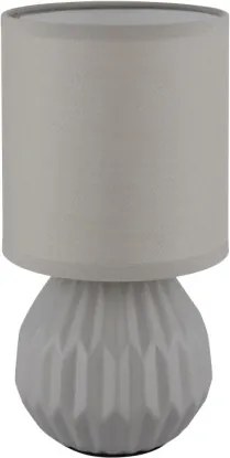 Globo 21730G Asztali lámpa, kerámia szürke, textil szürke, kábel PVC fehér, billenőkapcsoló a kábelen, ø: 120mm, M: 230mm, kábel hossza 1300mm, 1x E14 40W 230V izzó nélkül