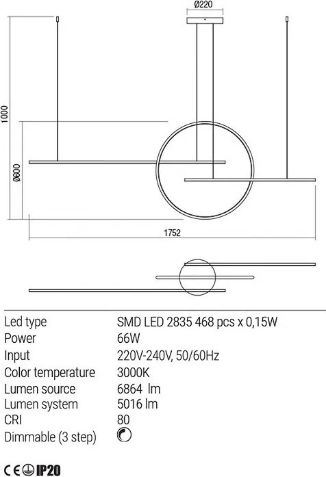 REDO 01-1737 GIOTTO Modern Led Függesztett Lámpa LED IP20