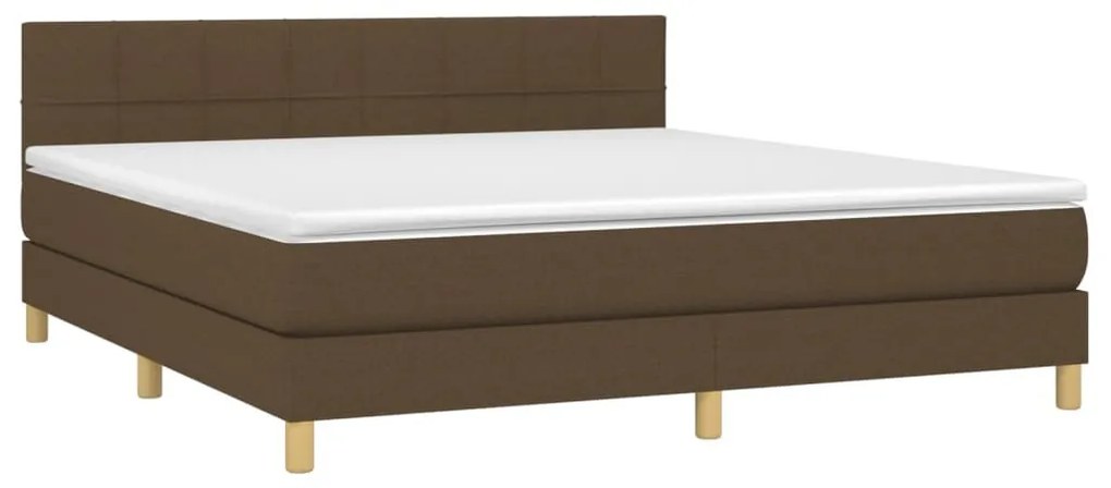 barna szövet rugós és LED-es ágy matraccal 160x200 cm