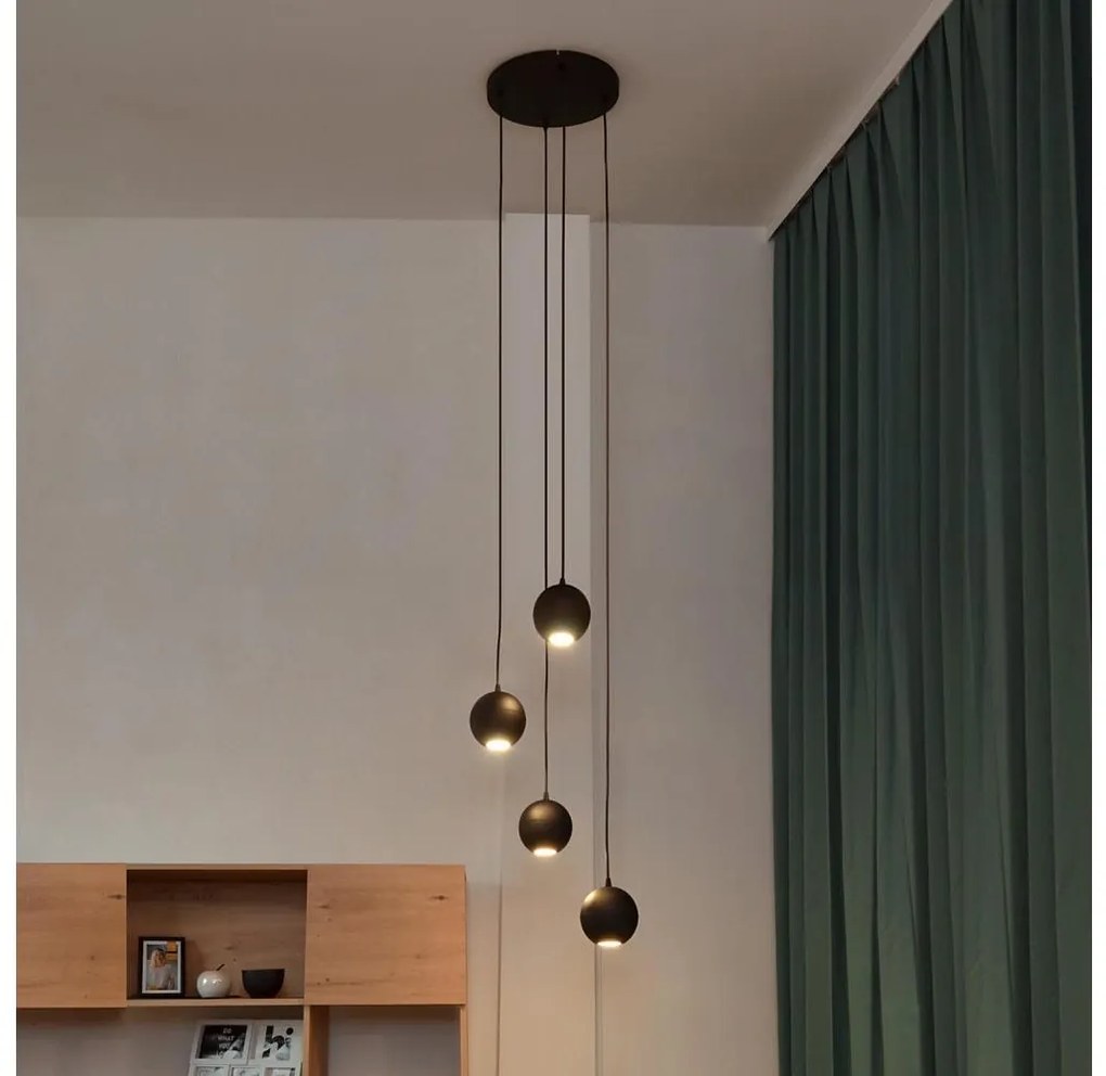 LED Csillár zsinóron MIDWAY 4xGU10/4,8W/230V fekete