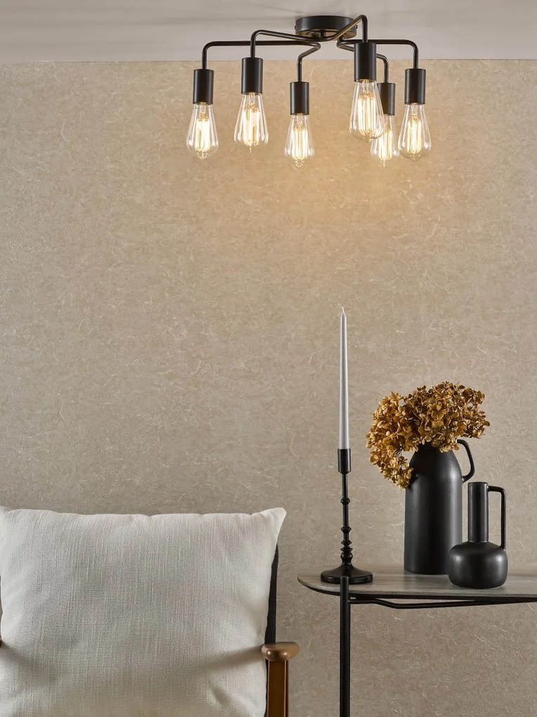 Dar Lighting modern mennyezeti lámpa dena matt fekete darden0622