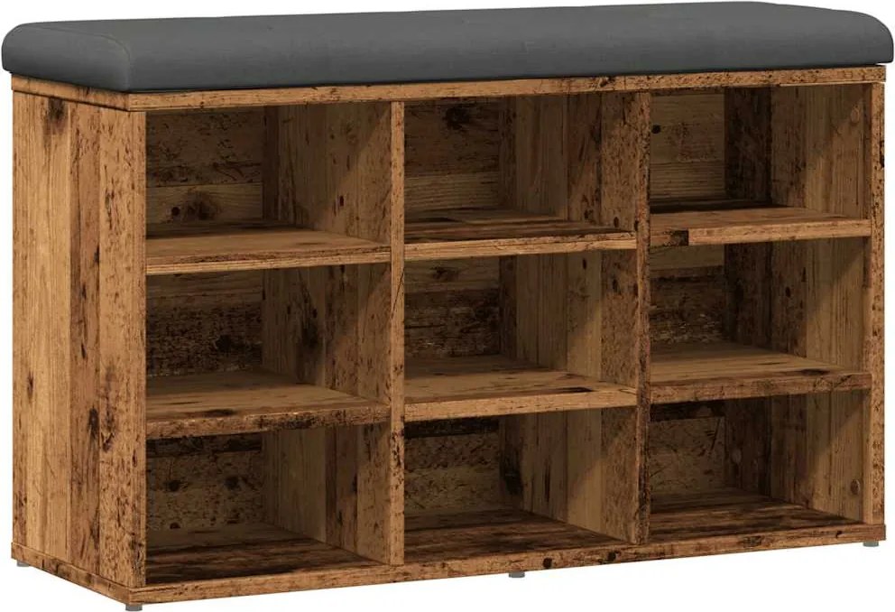 vidaXL antik fa szerelt fa cipőtároló pad 82x32x50 cm