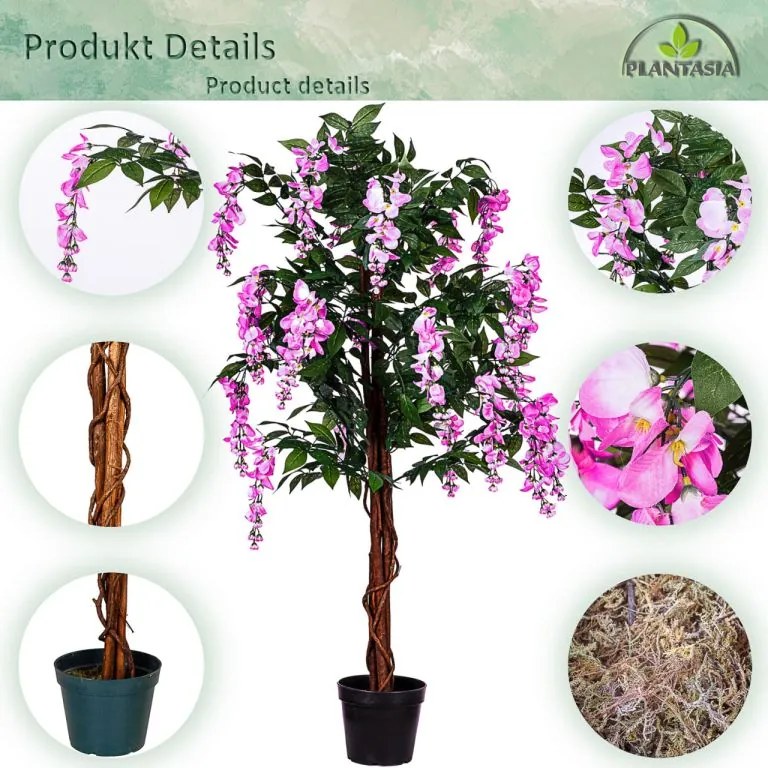 PLANTASIA Műnövény Wisteria 120 cm krém
