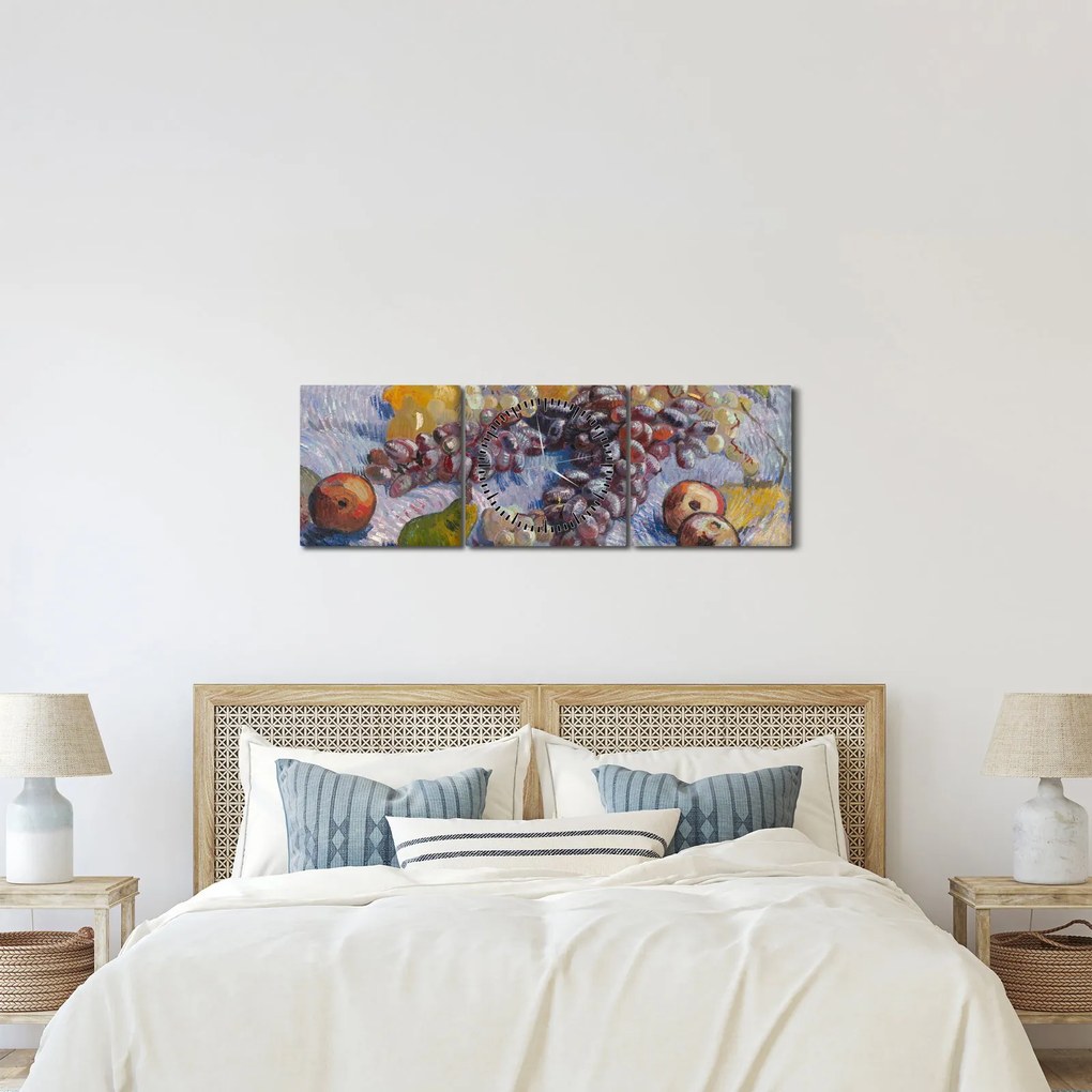 Kép - Vincent van Gogh, Grapes, Lemons, Pears, and Apples, reprodukciók (órával) (90x30 cm)