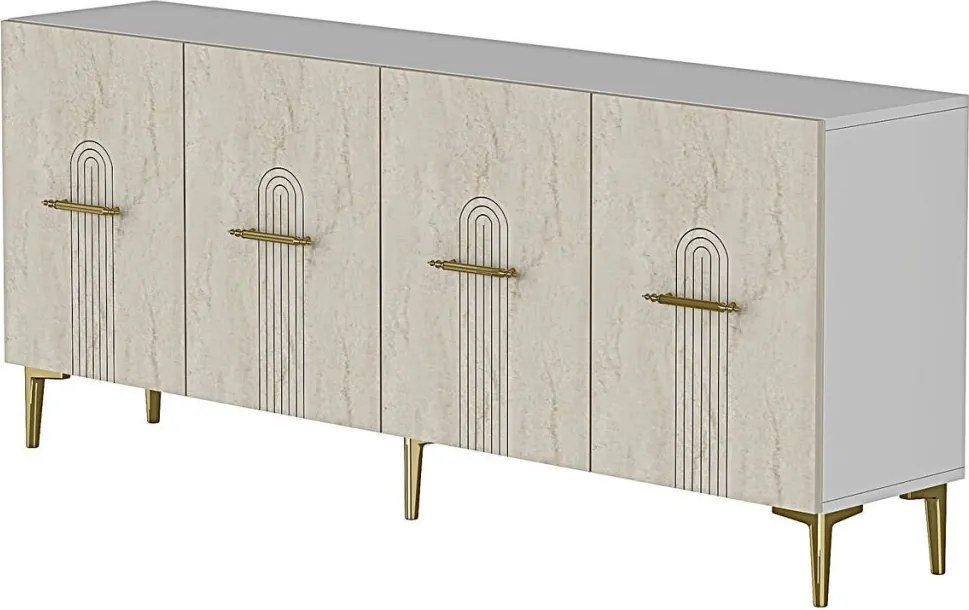 Ida 180 - White, Travertine, Gold