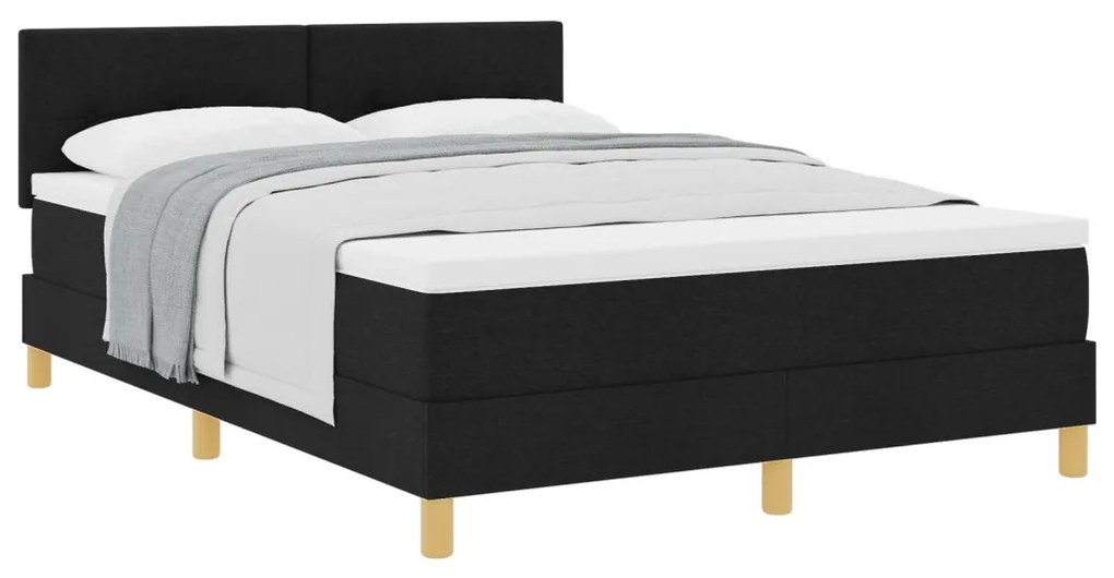 Box Spring ágy matraccal fekete 140x200 cm szövet