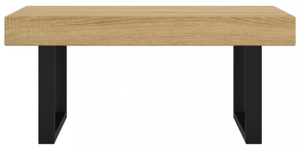 világosbarna és fekete MDF és vas dohányzóasztal 90x45x40 cm