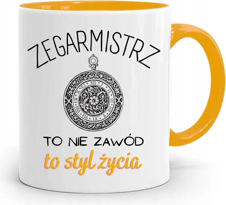 Sárga Bögre Az Óramester Számára Egy Életstílus Ajándék fényképes nyomtatással