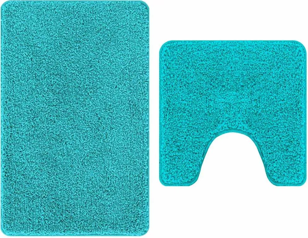 vidaXL Csúszásmentes fürdőszőnyeg készlet 2 pcs Türkiz PP