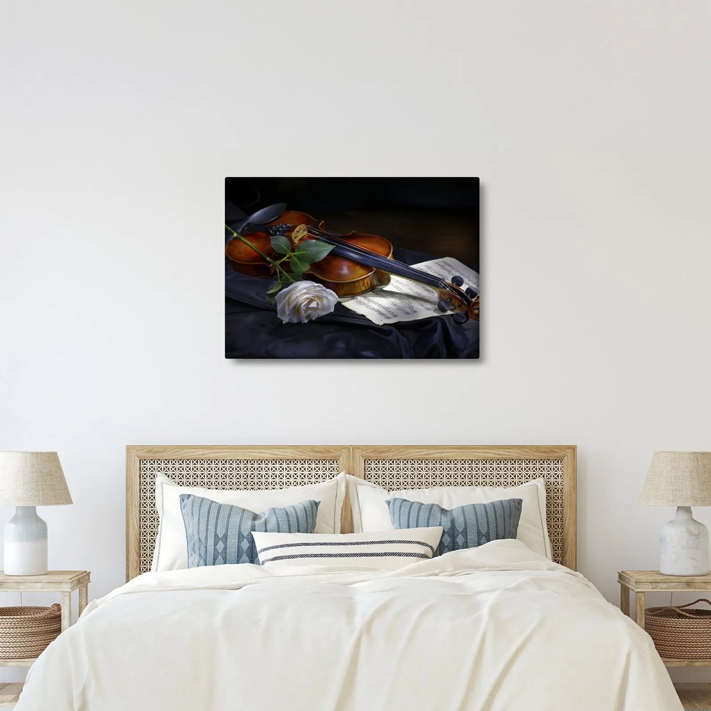 Kép - Rózsa és hegedű (70x50 cm)