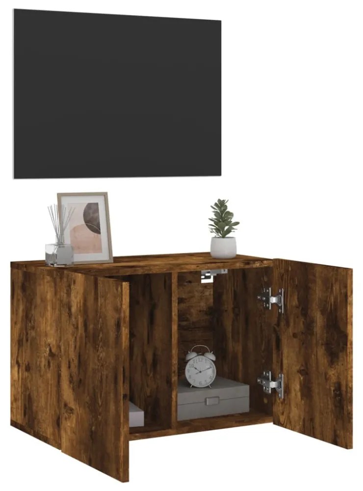 füstös tölgy színű falra szerelhető TV-szekrény 60 x 30 x 41 cm