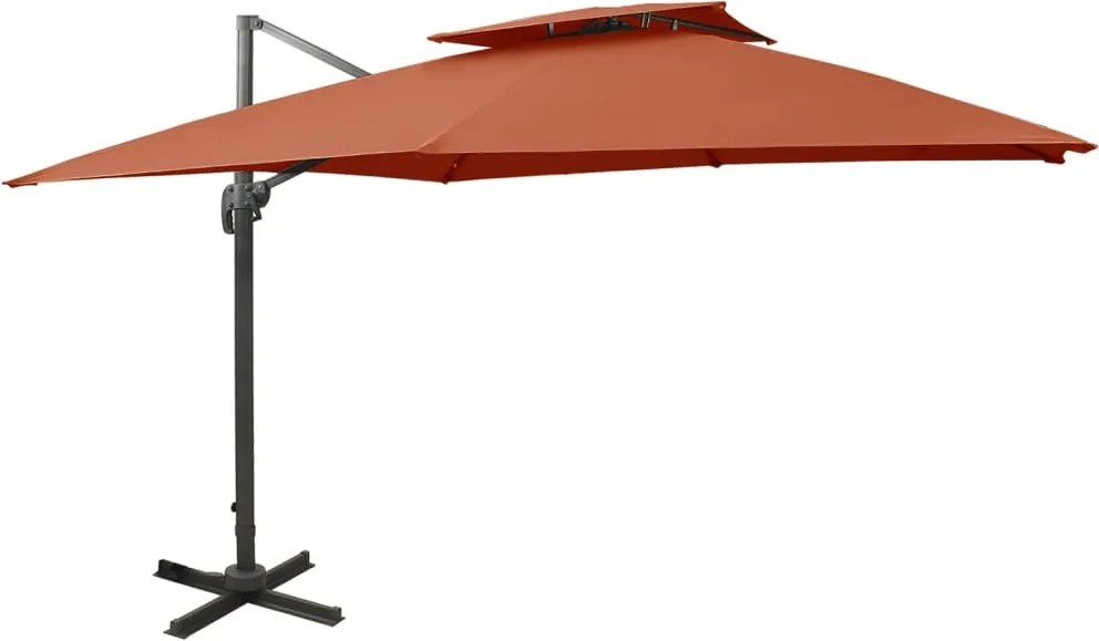 vidaXL terrakotta dupla tetejű konzolos napernyő 300 x 300 cm