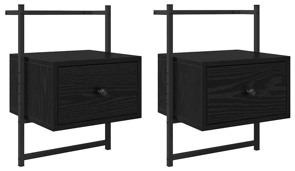 vidaXL Éjjeliszekrény 2 pcs Fekete tölgy 35 x 30 x 51 cm Faanyag