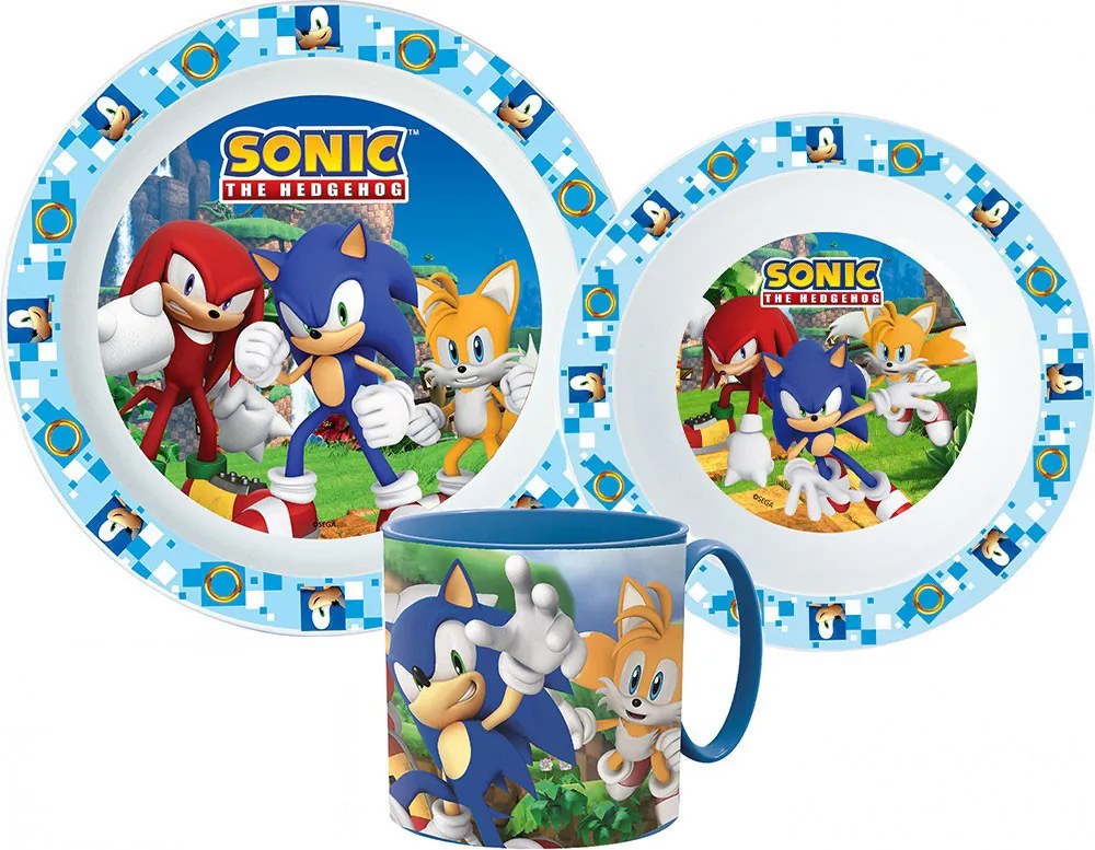 Sonic a sündisznó Adventure étkészlet, micro műanyag szett bögrével 265 ml