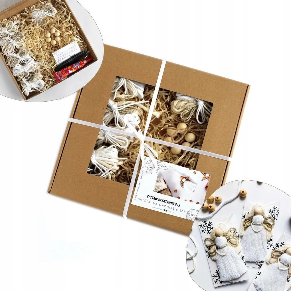Karácsonyi kreatív szett Diy Angyalkák a karácsonyfára, makramé angyalkák
