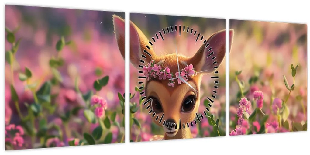 Kép - Aranyos őzike (órával) (90x30 cm)