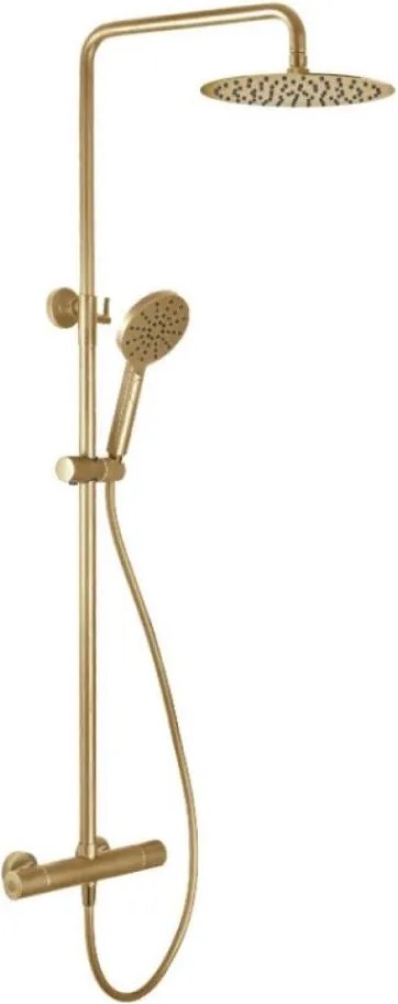 DRAGOR zuhanyszett termosztátos csapteleppel, szálcsiszolt sárgaréz