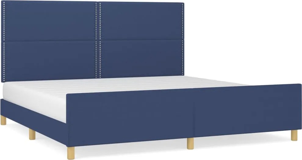 vidaXL kék szövet ágykeret matrac nélkül 200 x 200 cm
