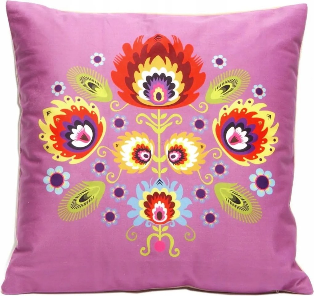 Velúr párnahuzat 40x40 cm Folk Népi Mintás Színes Dekoratív Párnahuzat