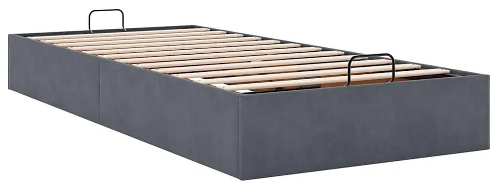 Ottomán ágykeret matrac nélkül Sötétszürke 100x200 cm bársony