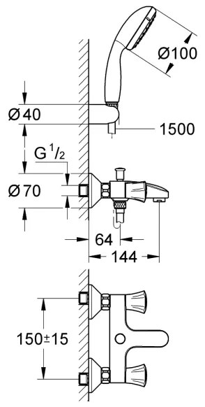 GROHE 2546010A - COSTA L kádcsaptelep DN 15 fényes króm
