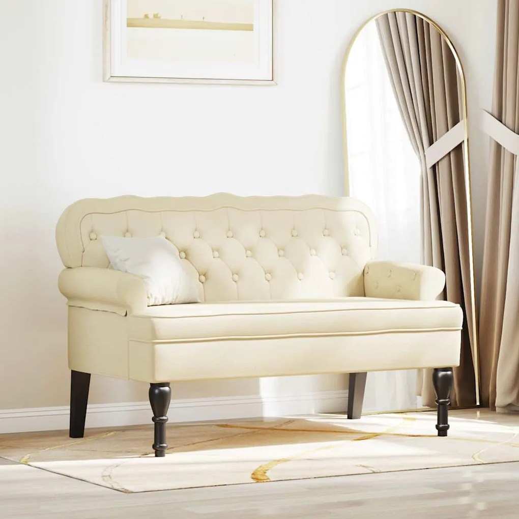 vidaXL Chesterfield Pad Krém 119.5 x 64.5 x 75 cm Műbőr