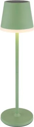 Globo 36637BM Solar asztali lámpa, fém/műanyag halványzöld, műanyag szatírozott, csúszókapcsoló, CR18650 1200mAh 3.7V, IP44, 2 szerelési magasság: 41 cm/26 cm, ø: 110mm, M: 410mm, tartozék: 10x LED 0.06W 3V, 3000K
