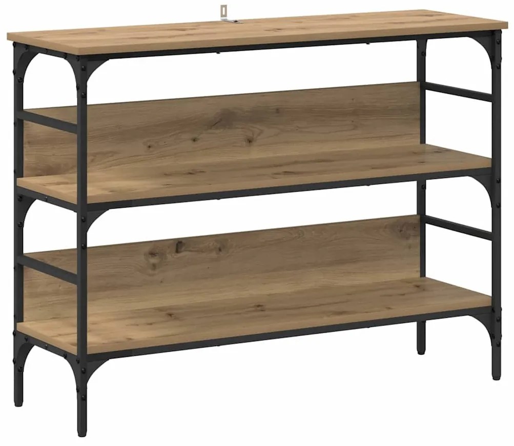 Konzolasztal polcokkal kézműves tölgy 100 x 32 x 75 cm Faanyag