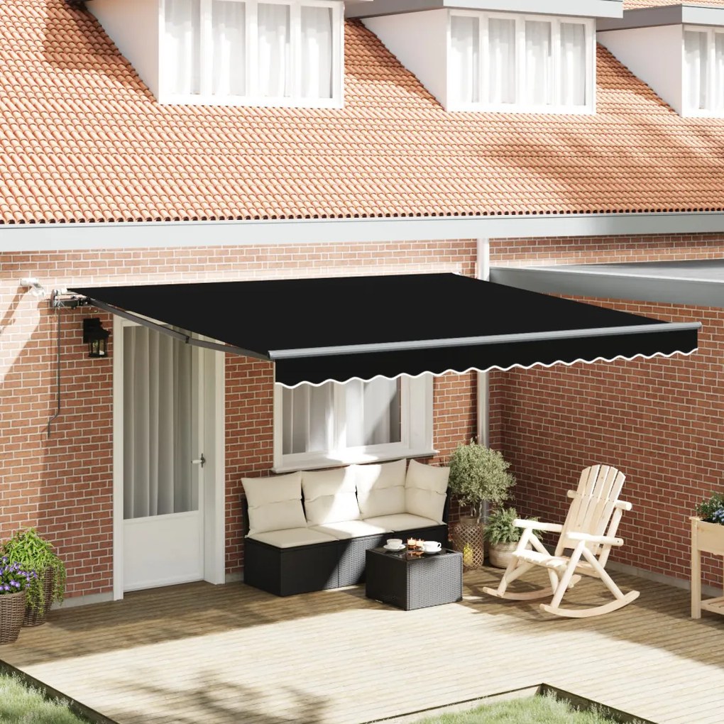 automatikus behúzható napellenző LED világítással fekete 400x300 cm