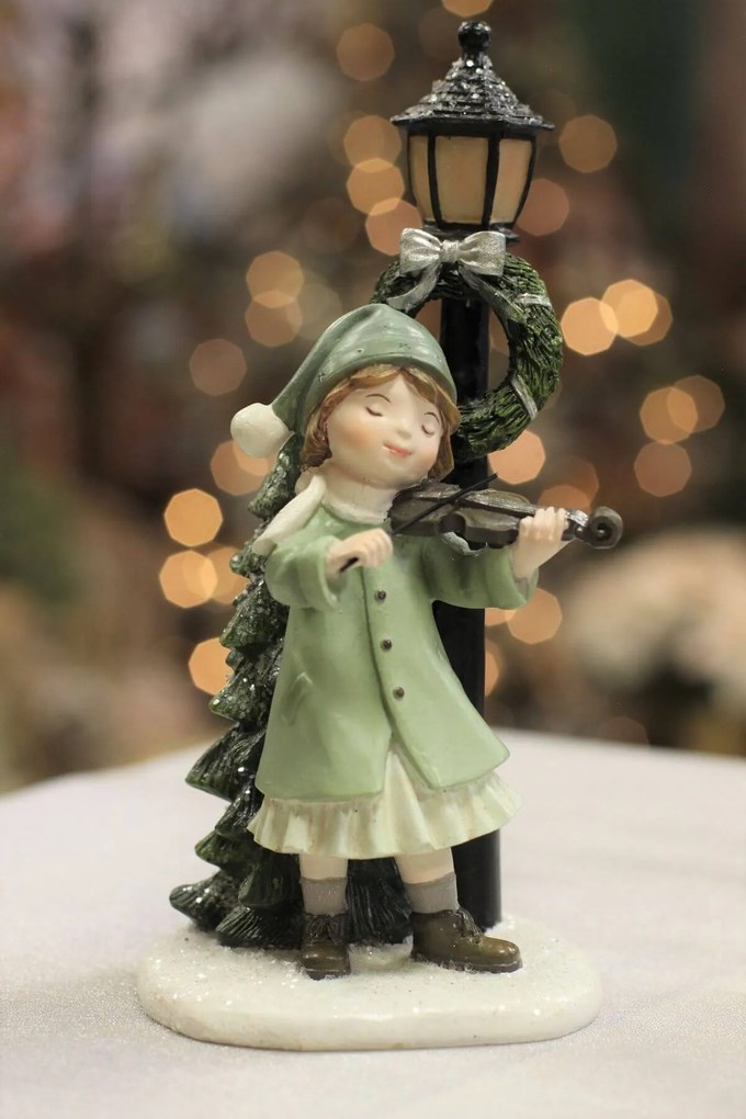Halványzöld karácsonyi figura lány 20cm