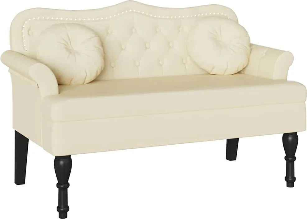 vidaXL Chesterfield Pad párnával Krém 120,5 x 65 x 75 cm Műbőr