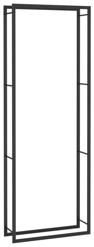 matt fekete acél tűzifatartó 80x28x222 cm