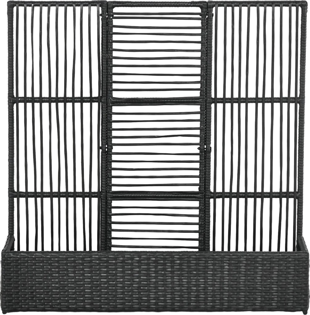 Outsunny Rámpás Ágyás Rácsos Rattan Stílusú Virágoskert Dobozban Kúszó Növényekhez, 103 x 103 x 29 cm, Fekete | Aosom