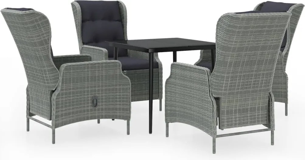 vidaXL 5 részes világosszürke kerti étkezőgarnitúra