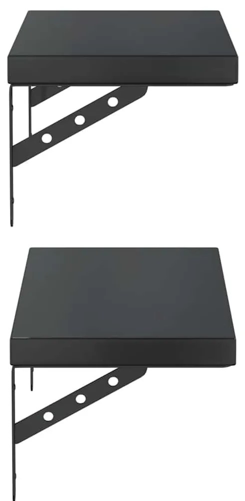 2 db fekete rozsdamentes acél fali polc 50 x 23,5 cm