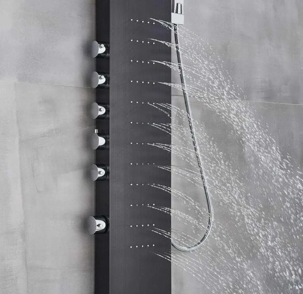 Zuhanyrendszer EYN BSP2040 LED-kijelzővel, vízesés kifolyóval, többféle színváltozatban — Fekete — Fali