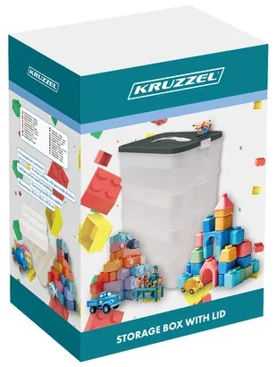 KRUZZEL 3 szintes doboz építőkockákra - játékrendszerező - Kruzzel