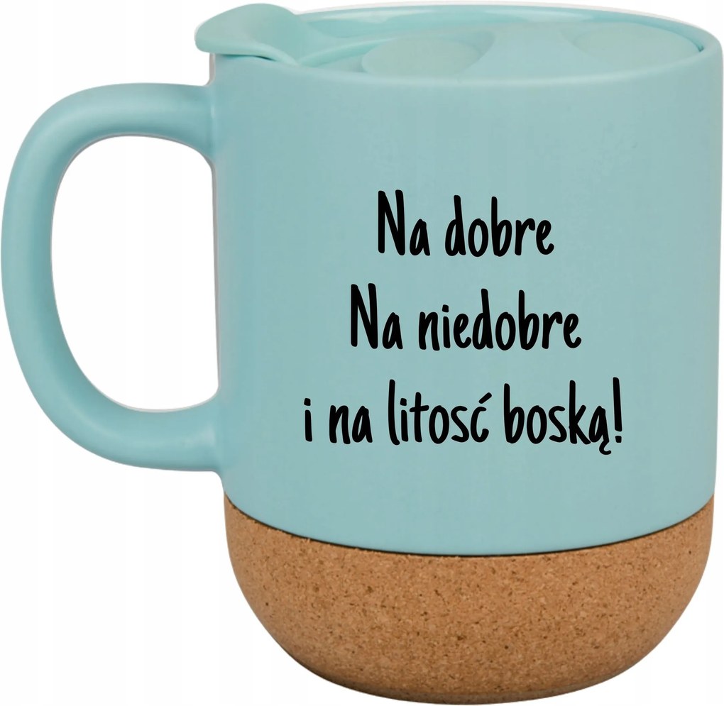 Kék Bögre Fedéllel És Parafa Aljjal Ajándék Jónak Rossznak