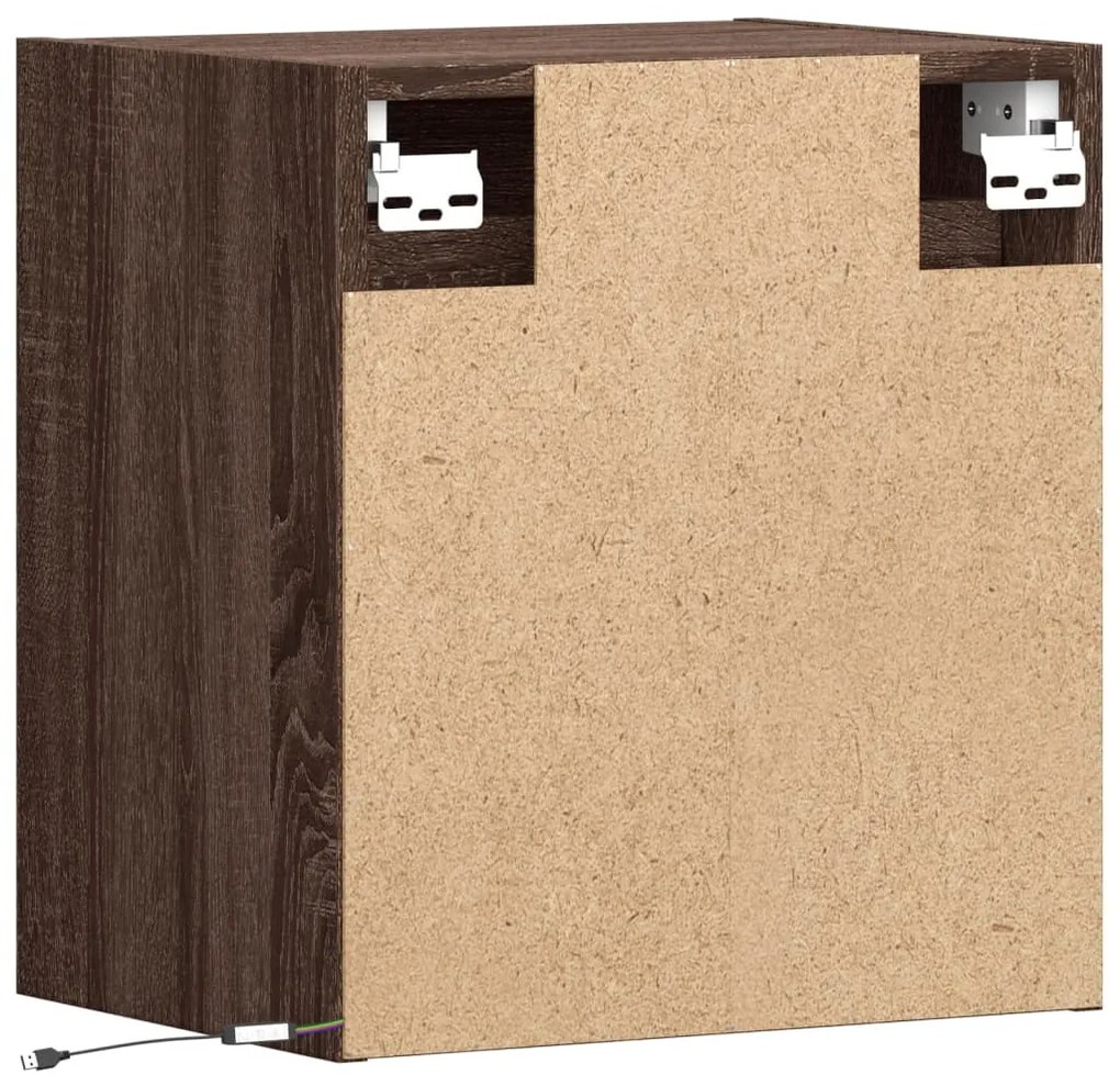 barna tölgyszínű fali TV-szekrény LED-del 41 x 31 x 45 cm