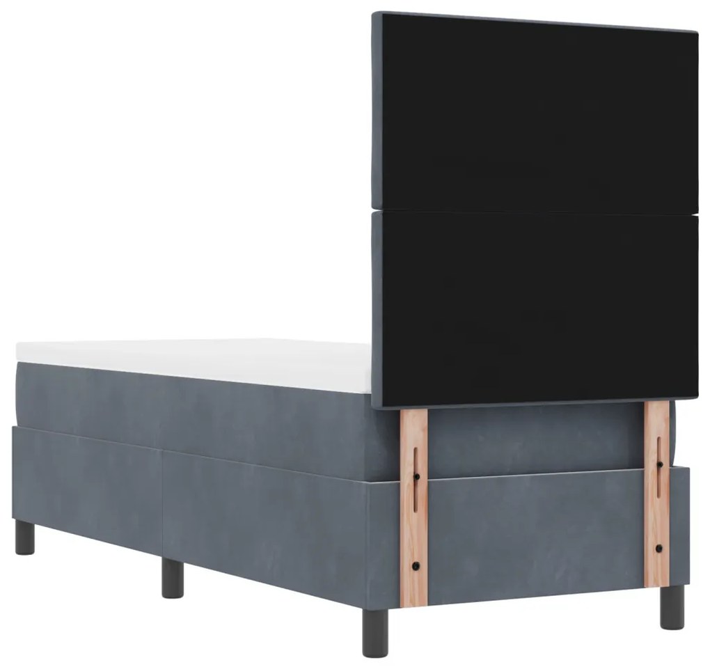 Boxspring Ágy Kárpittal és LED Világítással Sötétszürke 80x200 cm