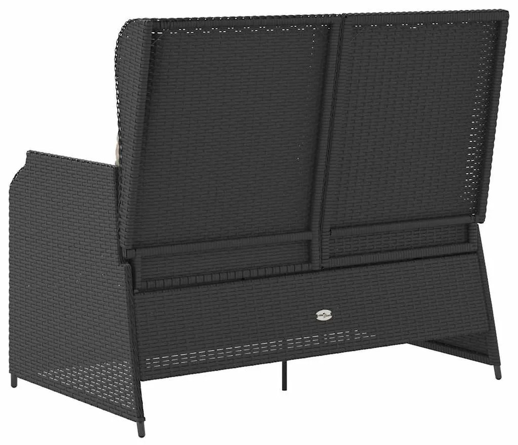 Kerti pad párnával Fekete Poli rattan