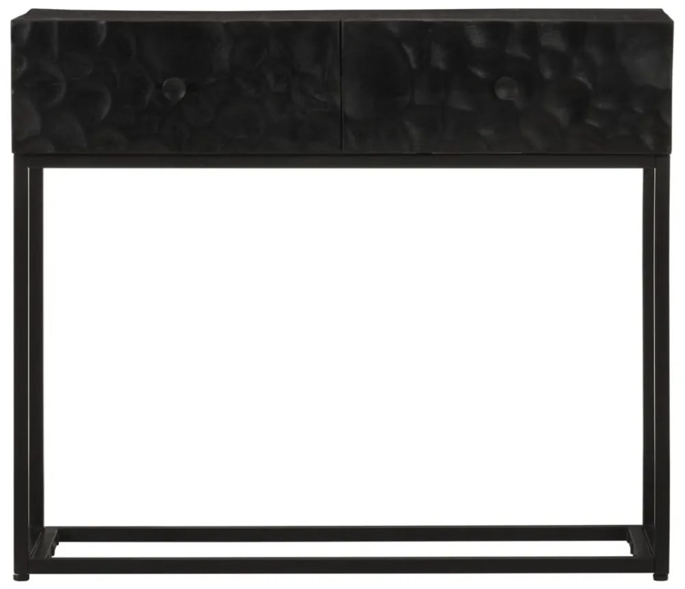 fekete tömör mangófa és vas tálalóasztal 90 x 30 x 76 cm