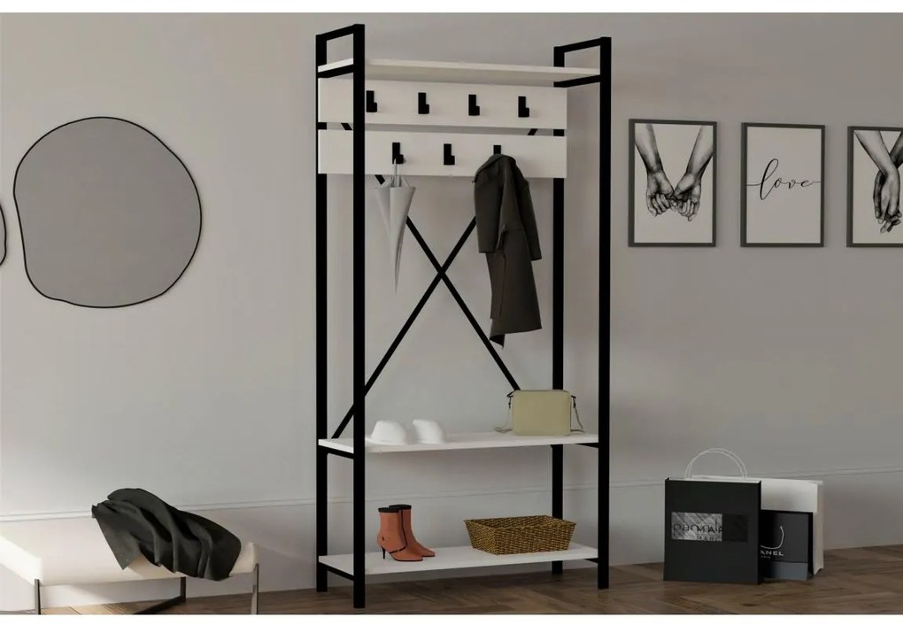 Folyosó fali tartó ALFA 180x90 cm fehér/fekete