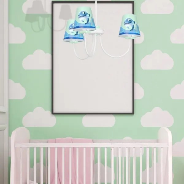 Gyermek csillár rúdon DOLPHIN 3xE14/40W/230V