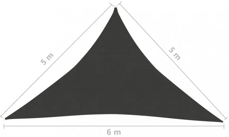 antracitszürke HDPE napvitorla 160 g/m² 5 x 5 x 6 m