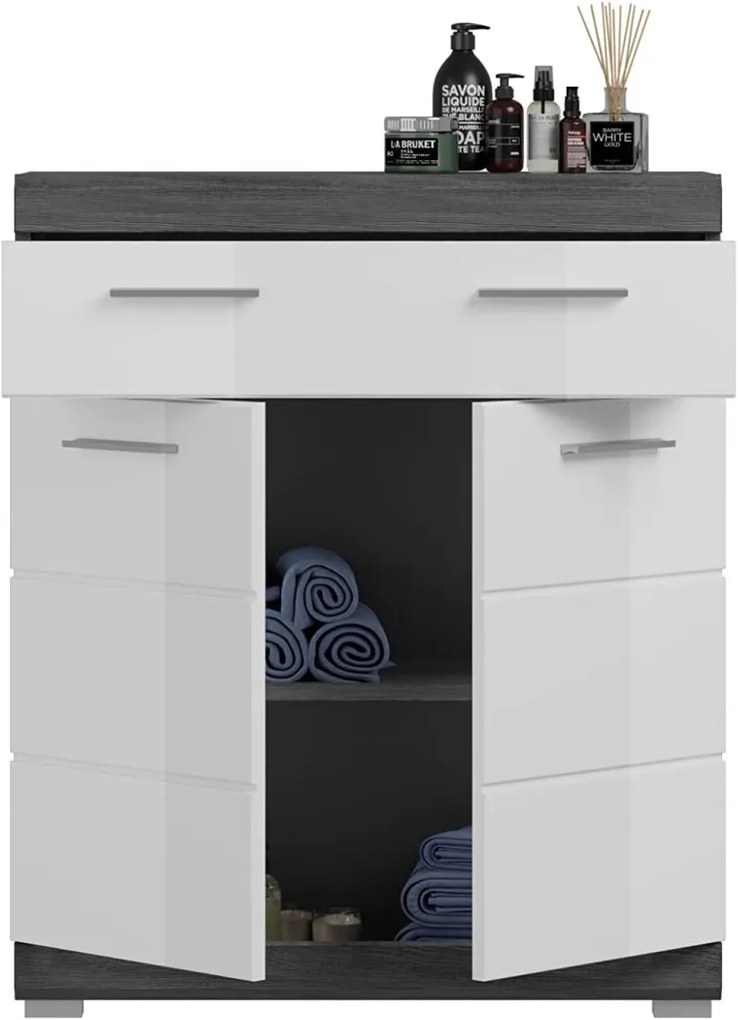 Scout 2 ajtós fürdőszobaszekrény sötétszürke/fehér