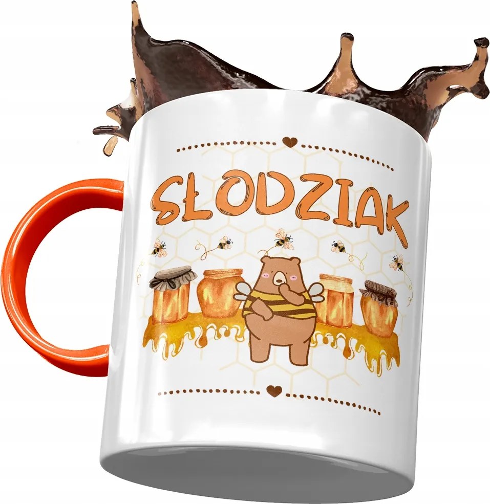 Narancssárga bögre macival Aranyos mackó ajándék fényképes nyomtatással