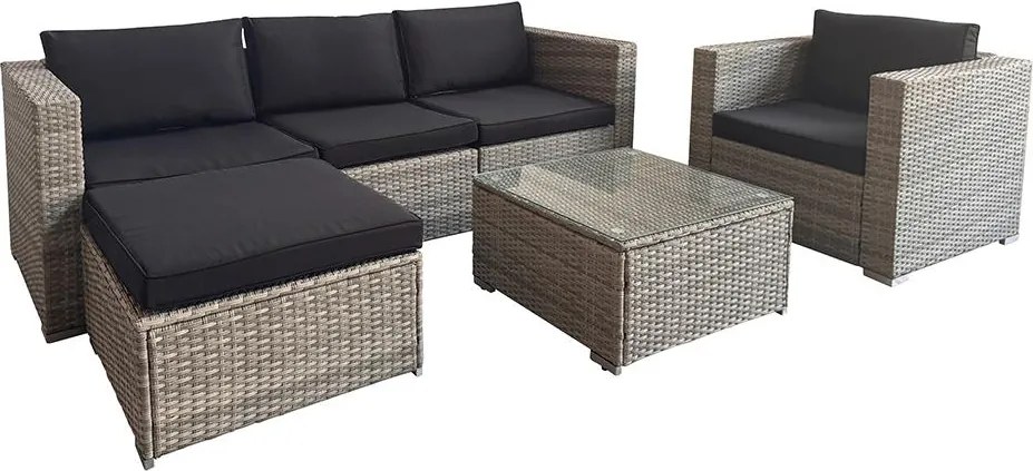 Avenberg MONTE rattan sarokgarnitúra - szürke/fekete